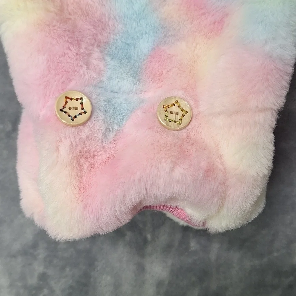 Kyesse Dog Sweater Faux Fur Rainbow Tye Dye Soft Pajamas